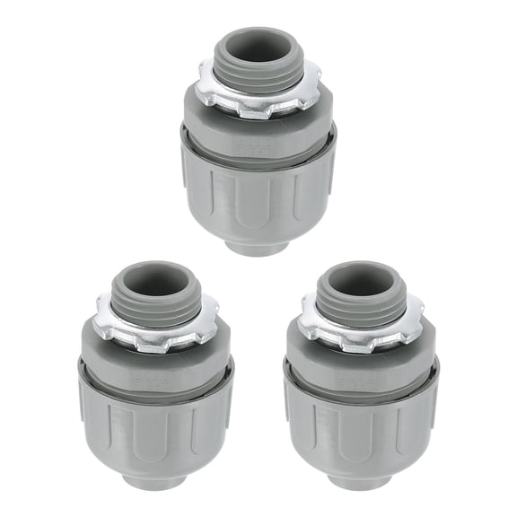 3Pcs Liquid Tight Connectors, 1/2" NPT Plastic 180 Degree Conduit Fitting, Gray