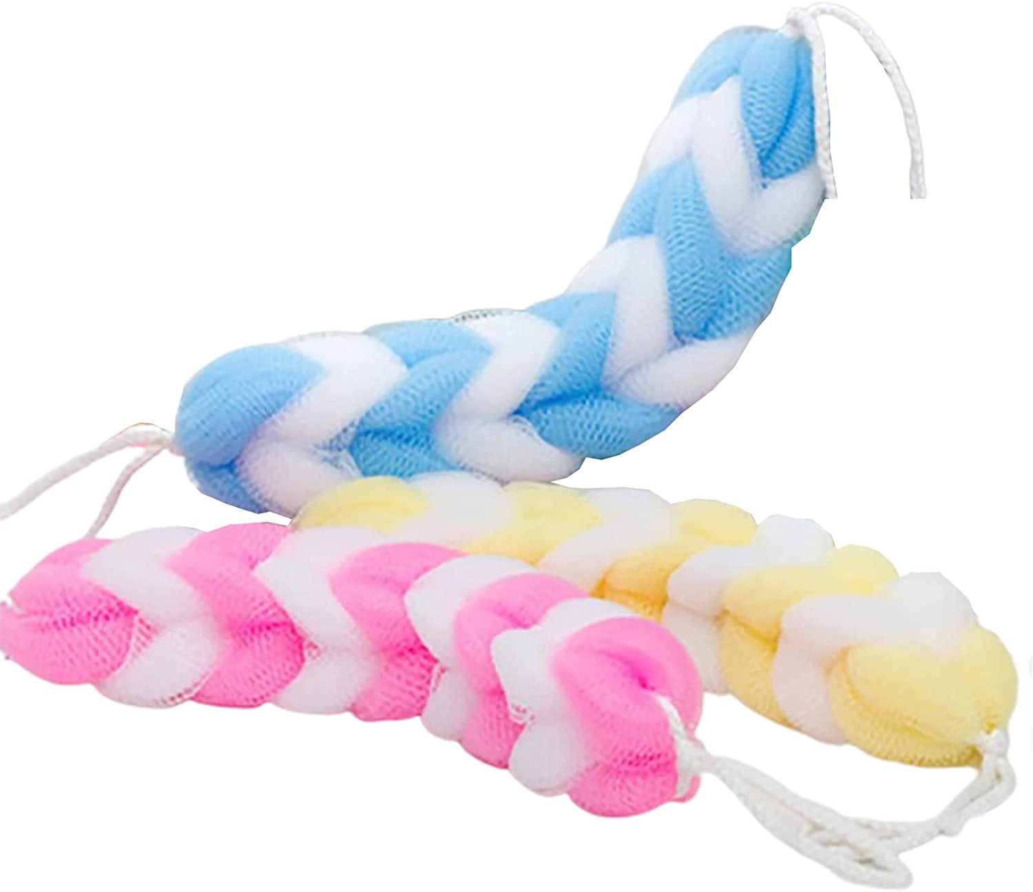 3Pcs Long Stretch Bath Back Sponge with Rope Handles Exfoliating Back ...