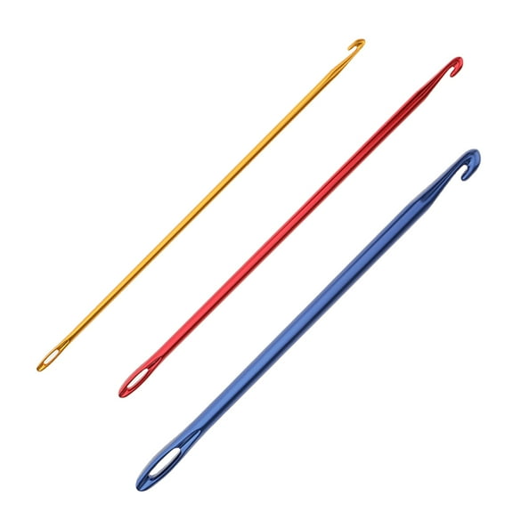 3Pcs Long Tunisian Afghan Crochet Hooks Set Colorful Aluminum Knitting with Eyes - 2.75 4 6mm for Crocheting, Knitting and Weaving Yarn Crafts