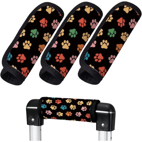 3Pcs Luggage Handle Wraps Suitcase Grip Cover Paw Print Bag Strap Wrap Cover Easy Identification Neoprene Luggage Marker Sleeve