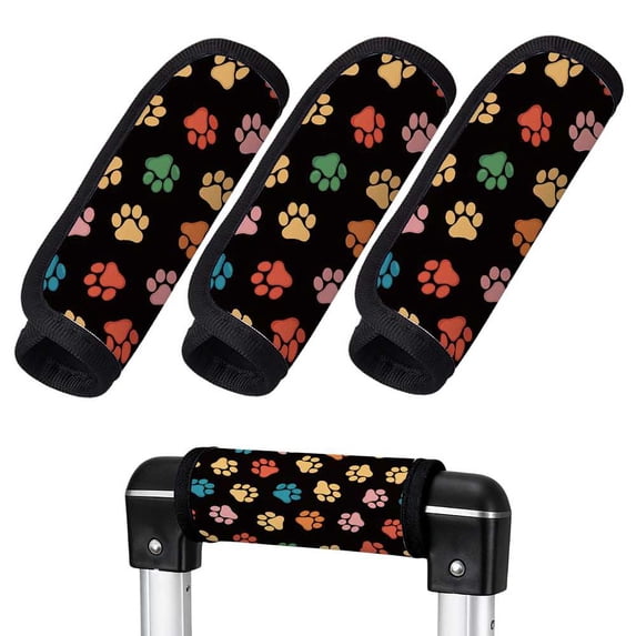 3Pcs Luggage Handle Wraps Suitcase Grip Cover Paw Print Bag Strap Wrap Cover Easy Identification Neoprene Luggage Marker