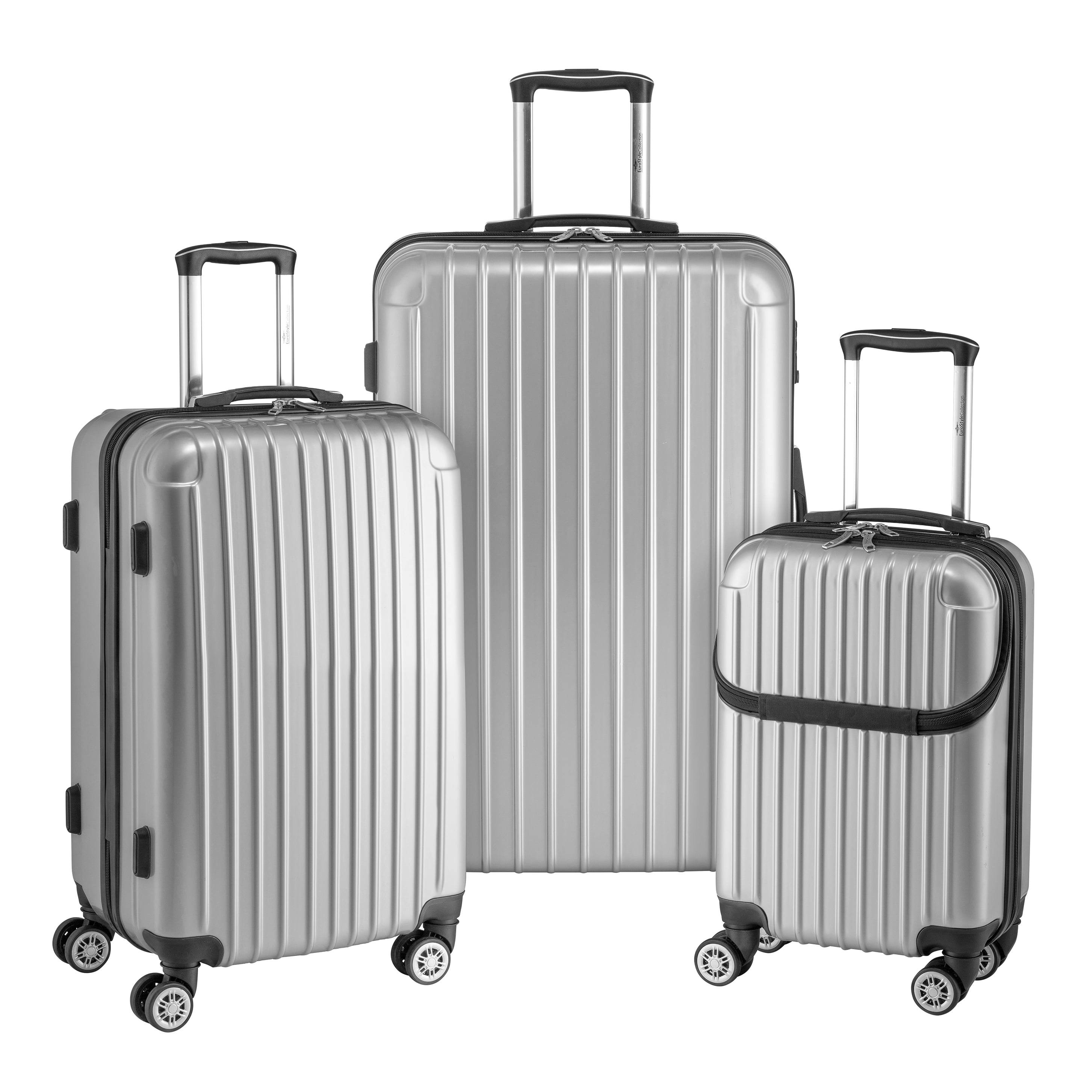 3Pcs Luggage Sets Travel Bag ABS Trolley Spinner Suitcase Silver