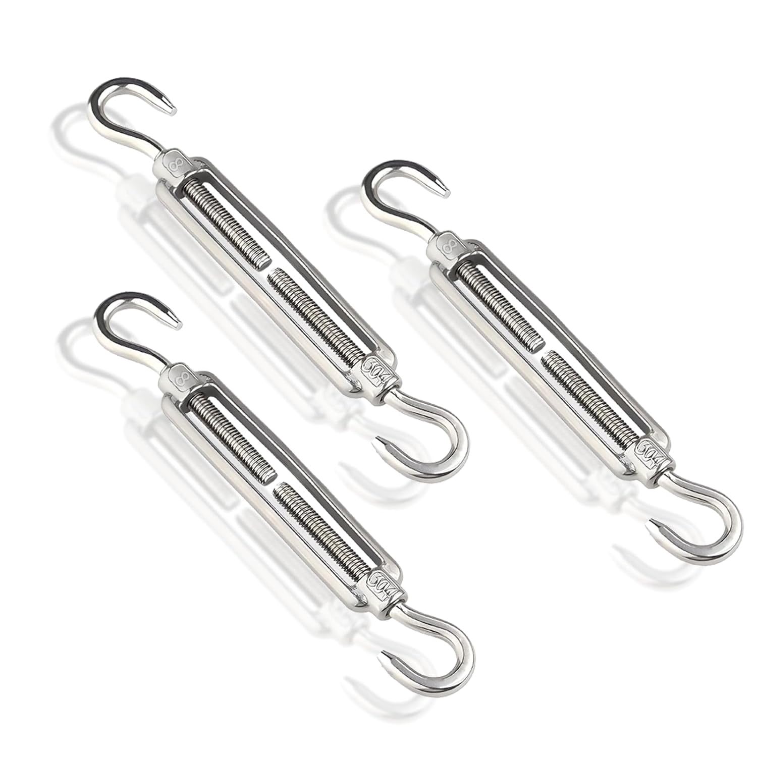 3Pcs M8 Turnbuckle Hook & Hook Turnbuckles, 304 Stainless Steel ...