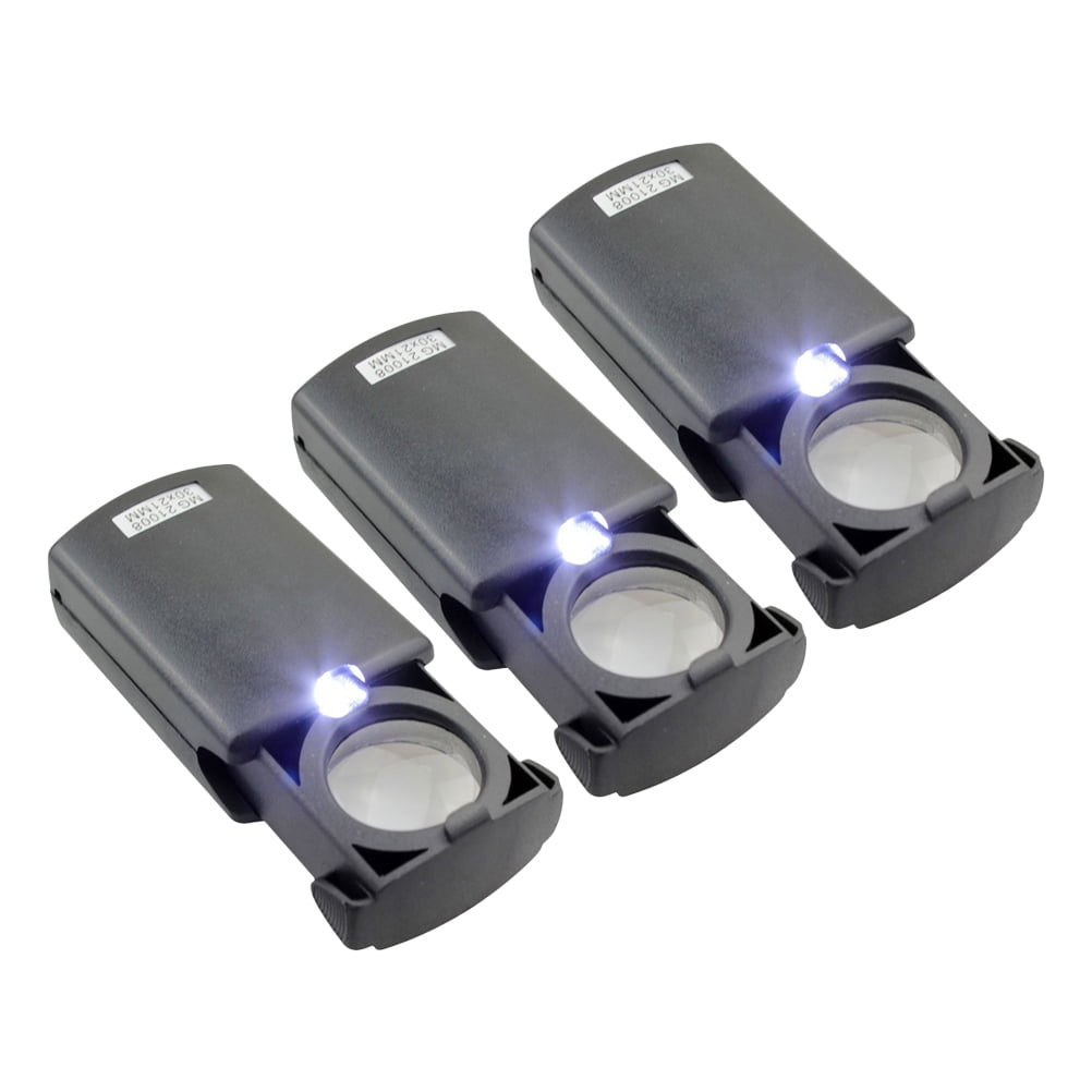 3Pcs MG21008 Pull-type Jewelry Magnifier LED Illuminated Magnifying Glass Magnifier for Gems Jewelry Rocks Stamps Coins Watches Hobbies Antiques Models Photos