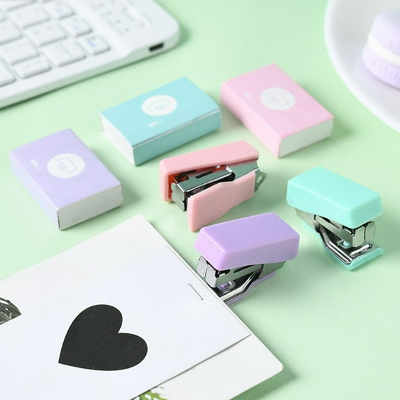 3Pcs Macaroon Mini Stapler Under $5! Yannianjz Macaroon Mini Stapler Set, Fresh Style Metal Binder Small Office Study Stapler, Portable Compact Stapler forschoolOffice, Mini Stapler with Staples