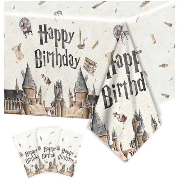 3Pcs Magical Wizard Tablecloth Birthday Party Supplies Plastic Disposable Rectangular Watercolor Table Cover Birthday Decorations for Kids 54 * 108 inch$$Home Decor, Kitchen, & Other