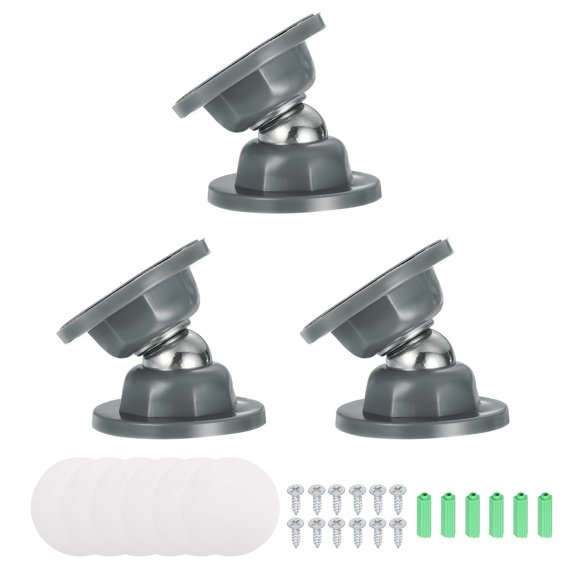 3Pcs Magnetic Door Stopper, RV Floor Mount Bottom of Door Catch Holder, Adhesive Wall Protector with Screws for Living Room, Bedroom, Travel Trailer (2", Dark Gray)