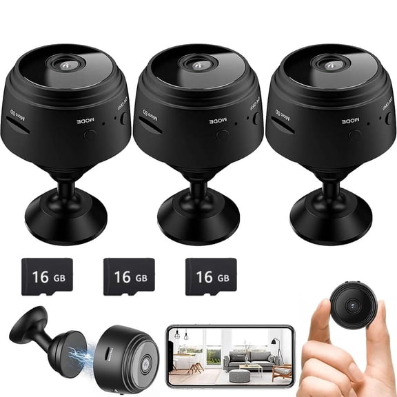 3Pcs Magnetic Mini Security Camera, Mini 1080p HD Wireless Magnetic Security Camera, Mini Camera Wireless with Night Vision for Home Indoor and Outdoor(3Pcs)