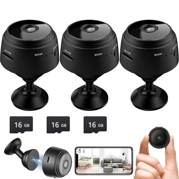 3Pcs Magnetic Mini Security Camera, Mini 1080p HD Wireless Magnetic Security Camera, Mini Camera Wireless with Night Vision for Home Indoor and Outdoor(3Pcs)