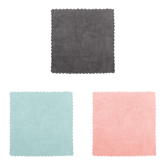 3Pcs Makeup Remover Cloths, Cleansing, Reusable, Soft & Washable Coral Fleece Microfiber Washcloths/Towel for Face, Eye, Lips (Pink+Black+Green)