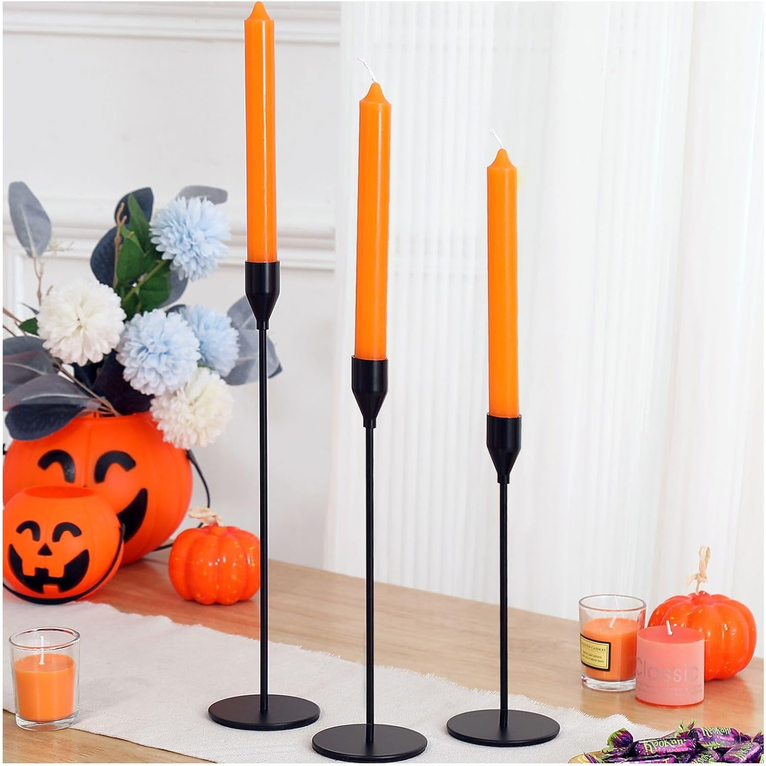 3Pcs Matte Black Candlestick Holders Set Fit 3/4" Tall Taper Candle ...