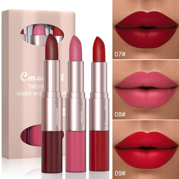 3Pcs Matte Lipstick Makeup Set, Moisturizing & Non-Sticky Lip Gloss & Lipstick Set, Matte Tint Cream Lipsticks, Hydrating Lip Stain, Buildable Nourishing Moisturizing for Women to Every Day Makeup