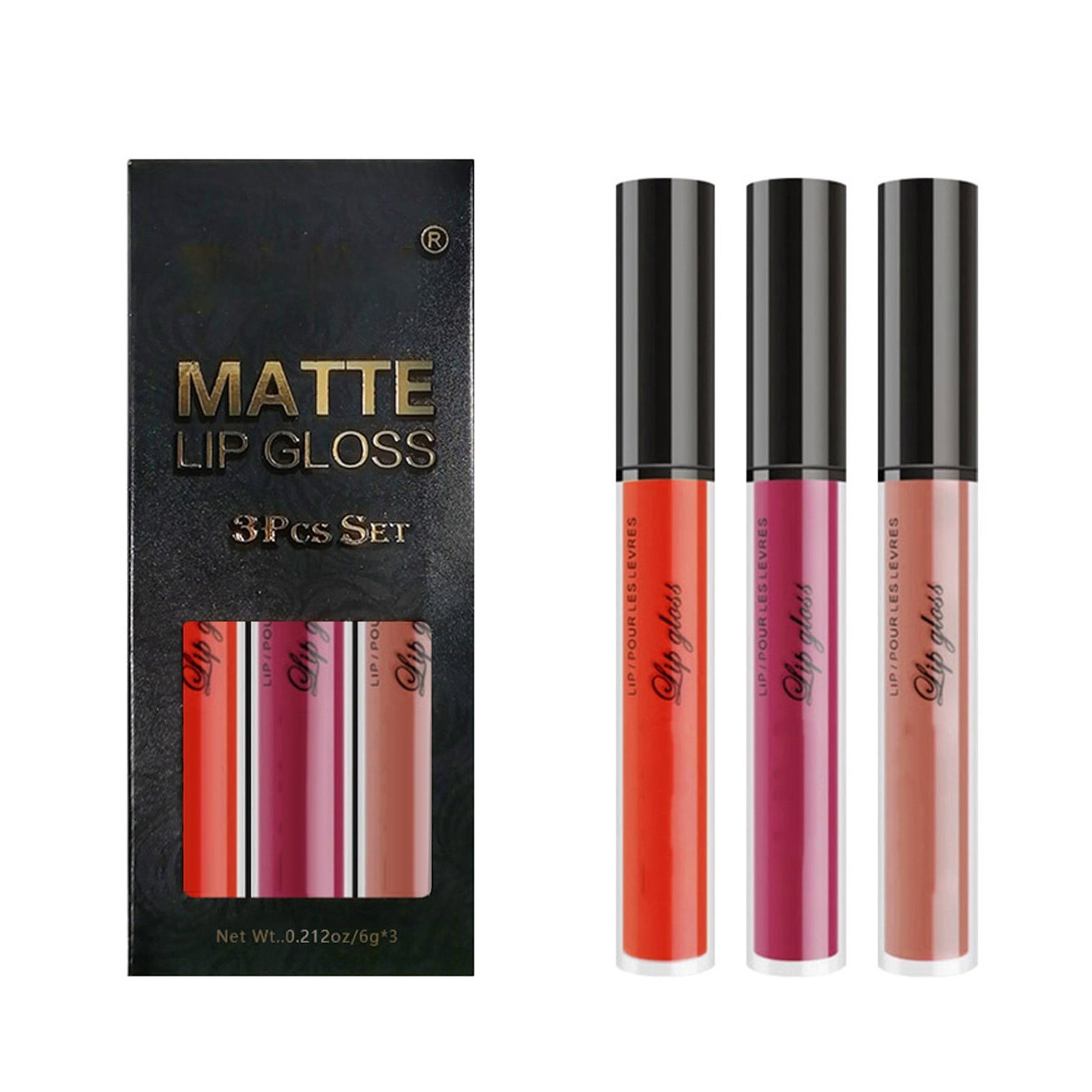 3Pcs Mauve Berry Rose Red Liquid Lipstick Sets For Women 24 Hour