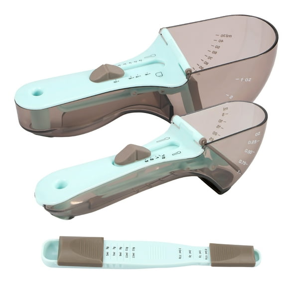 3Pcs Measuring Spoon Set Adjustable Baking Measuring Spoon with Scale Reusable Plastic Kitchen Measuring Cup Multipurpose Measuring Tools for Kitchen Home Baking
