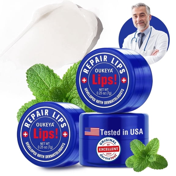 OUKEYA Medicated Lip Balm Hydrating Cream Lip Balms with Beeswax, Petrolatum and Peppermint Oil, Mint