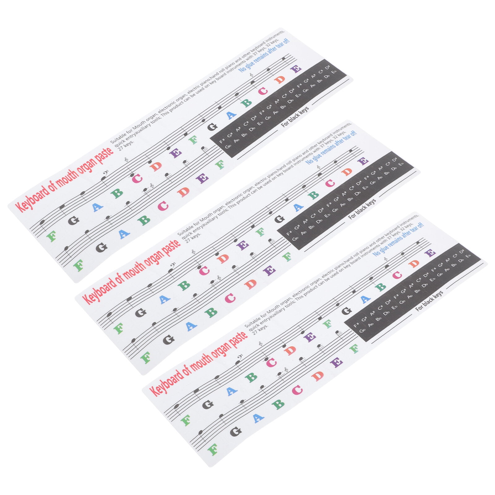 3Pcs Melodica Practice Patches Decals Melodica Keyboard Plate Stickers