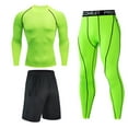 thumbnail image 1 of 3Pcs Men's Compression Workout Clothes Long Sleeve Shirt Pants Shorts Suit Fitness Sports Jersey Tops & Bottom Set, 1 of 3