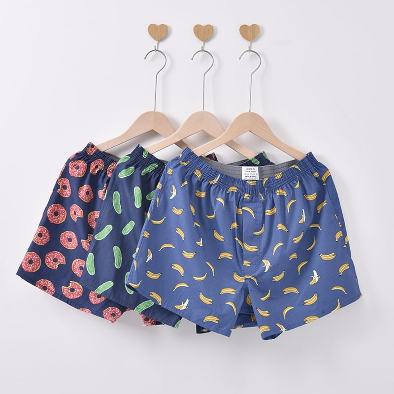 3Pcs Mens Loose Boxers Pants Cotton Underwear Loose Comfortable Shorts