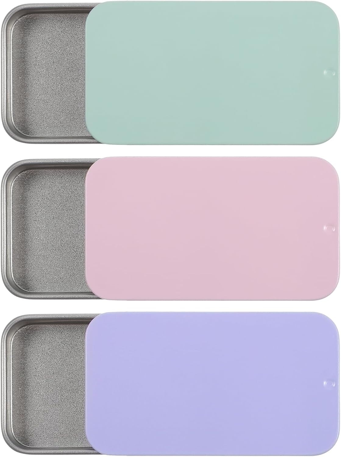 3Pcs Metal Box Containers Empty Slide Top Small Metal Container ...