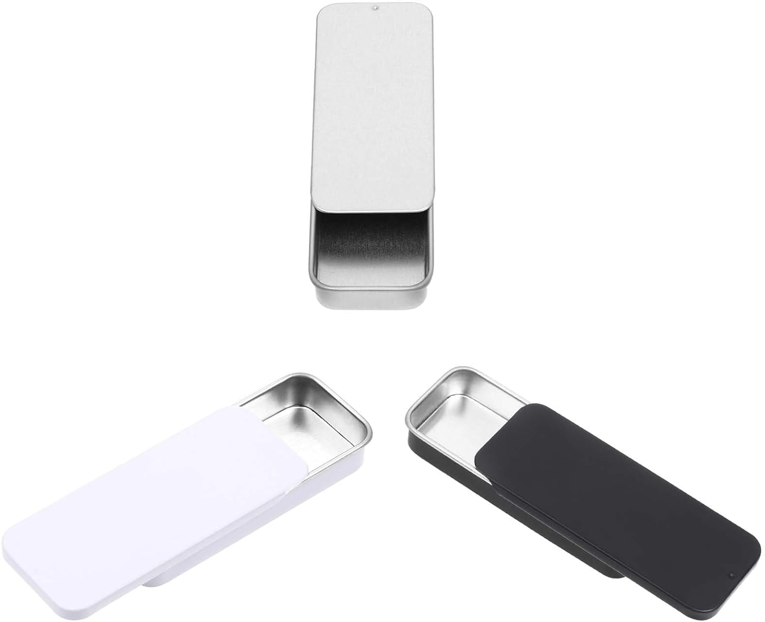 3Pcs Metal Box Containers Matte Mini Slide Top Boxes Rectangular Empty ...