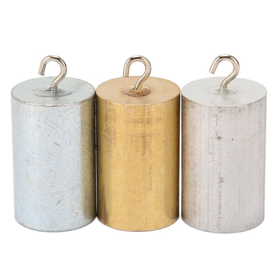 3Pcs Metal Density Blocks Cylinder Set with Hooks Copper Iron Aluminum for Physics Experiments