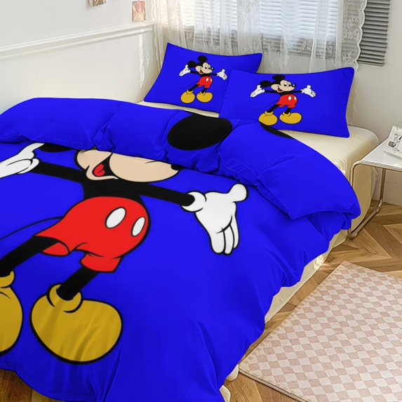 3Pcs Mickey Bedding Cover Set,Cartoon Soft Comforter Set Bedding Sets, 1 Comforter Cover +2 Pillowcases,Color 21,79"×90"
