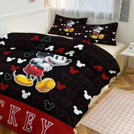 3Pcs Mickey Bedding Cover Set,Cartoon Soft Comforter Set Bedding Sets, 1 Comforter Cover +2 Pillowcases,Color 3,90"×90"