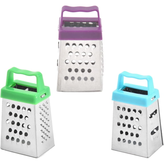 3Pcs Mini Box Grater Set - Stainless Steel Cheese Graters for Kitchen Slicing Cheese, Ginger, and Vegetables - Small Size, Multipurpose Graters with 4 Sides - Ideal for Home Cooking