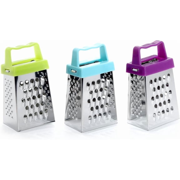 3Pcs Mini Cheese Grater, Professional Box Grater, Stainless Steel with 4 Sides, Small Box Graters for Kitchen Slicer Cheese/Ginger/Vegetable