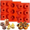 thumbnail image 1 of 3Pcs Mini Fluted Tube Cake Pan for Baking,6-Cavity Fluted Tube Silicone Molds for Baking Cupcake,Cornbread,Brownie,Donuts,Jello (Red), 1 of 7
