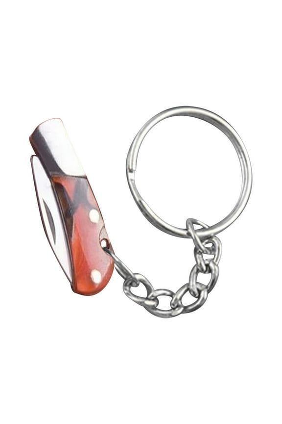 3Pcs Mini Folding Knife Keychain with Wood Handle! Usloyux Pocket Knife for Opening Packages, Keyring Tool for EDC, Gift for Men and Women, 2 Pieces Set