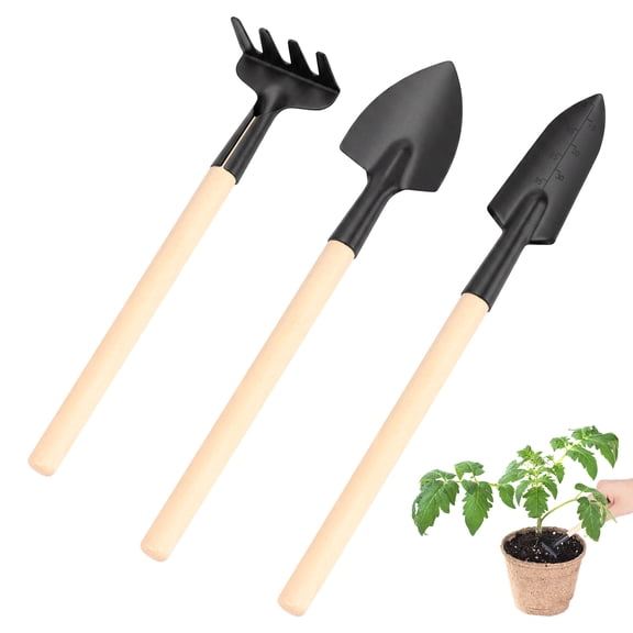 3Pcs Mini Garden Tool Set Portable Small Gardening Hand Tool with Mini Shovel Rake and Trowel for Loosening Soil Transplanting Potted Plant