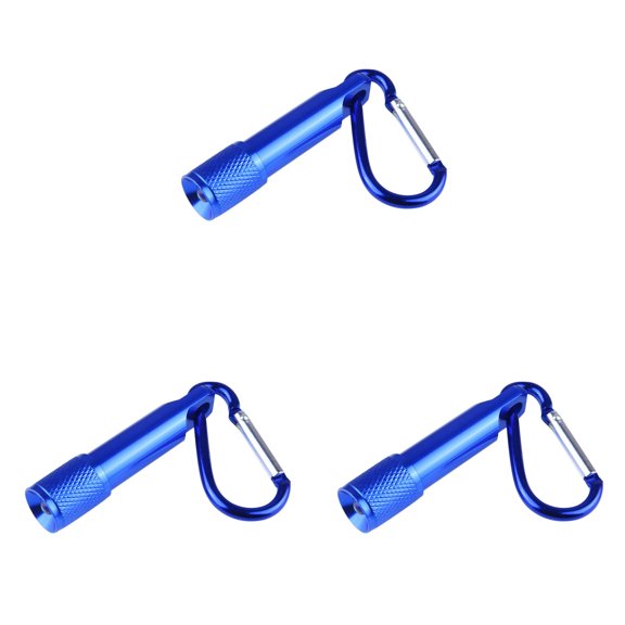 3Pcs Mini LED Flashlight Keychains Portable, Ultra-Bright Metal Carabiner Clip Keyring Lights, Compact Emergency Flashlights for Camping Hiking Cycling Survival Kits 2.4x0.6 Inch Blue