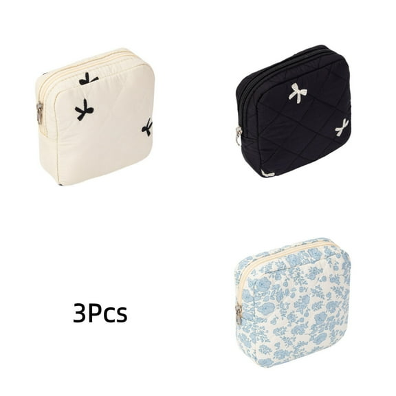 3Pcs Mini Square Portable Cartoon Floral Butterfly Machine Small Animal Printed Sanitary Napkins Tissue Storage Bag