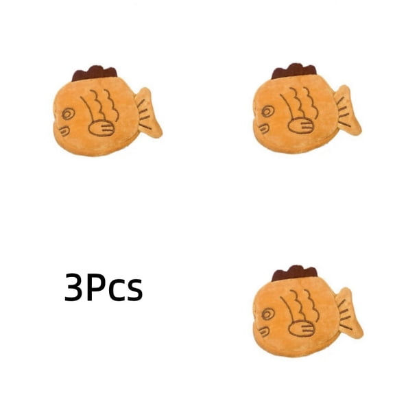 3Pcs Mini Yellow Kawaii Simulation Japanese Style Thick Fish Burning Change Earphones Data Cable Lipstick Storage Bag