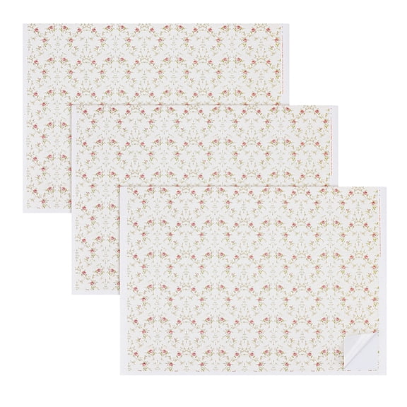 3Pcs Miniature Dollhouse Wallpaper 1:12 Small Flowers Dollhouse Floorboards Wallpaper Self-Adhesive Dollhouses Wallpapers Set Mini DIY Wall Paper