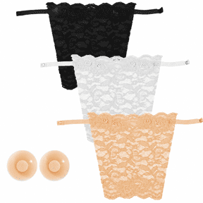 3Pcs Modesty Panels for Low Cut Tops, Camisole Vest With Adjustable Snaps Clip, Silky Cleavage Deep Neck Cover Up Lace Inserts for Dresses Privacy Invisible Bra, Woman Lady Prevent Peep