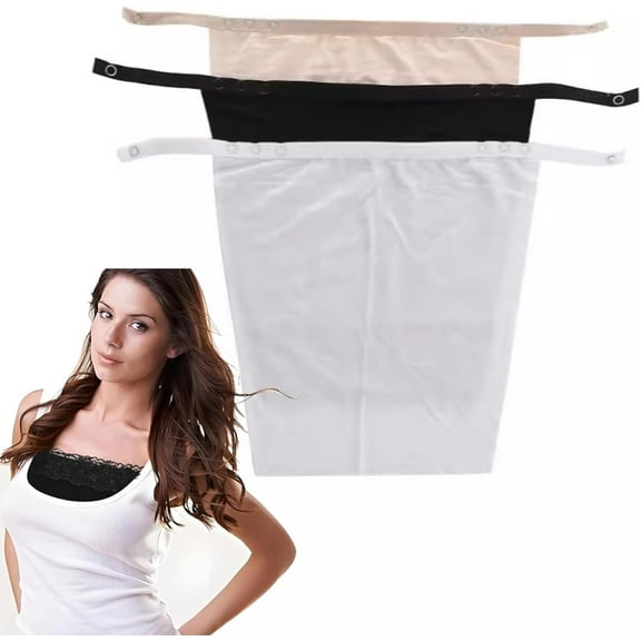 3Pcs Modesty Panels for Low Cut Tops Modesty Panel Cleavage Cover up Camisole Bra Mock Camisoles for Women Black White Beige