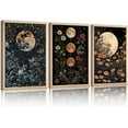 thumbnail image 1 of 3Pcs Moon Phase Plant Wall Art Canvas Retro Moon Flower Decoration Print Poster Picture Celestial Aesthetic Wall Printing Artwork Bedroom Living Room Officee, 1 of 6