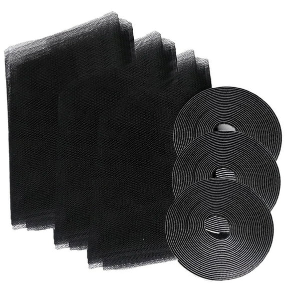 3Pcs Mosquito Net, 51x59inch Fly Window Screen Mesh Insect Netting, Bug Bee Mosquito Protector with 3 Rolls Self-Adhesive Tapes, Fitted to Multiple Windows(Black)
