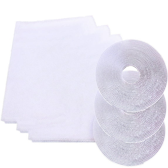 3Pcs Mosquito Net, 51x59inch Fly Window Screen Mesh Insect Netting, Bug Bee Mosquito Protector with 3 Rolls Self-Adhesive Tapes, Fitted to Multiple Windows(White)