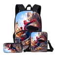 thumbnail image 1 of 3Pcs Large Capacity Spider Student Backpack Set with Matching Crossbody Lunch Bag and Pencil Pouch for Campus Travel Superhero Pattern Superhero Theme, 1 of 5