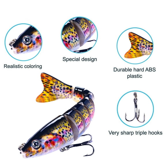 3Pcs Multi Segment Sinking Fishing Lure! Iuhan Multi Fish Fishing Lures, 12.8cm Sinking Hard Bait, Realistic Swimbait with 3D Details for Saltwater Freshwater Bass Trout, Lifelike Artificial Soft