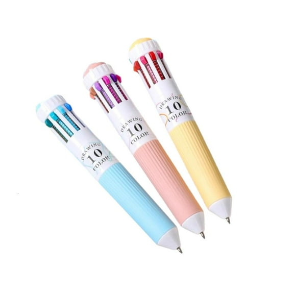 3Pcs Multicolor Ballpoint Pen 10-Color-in-1 Ballpoint Pen 0.8MM for Journaling