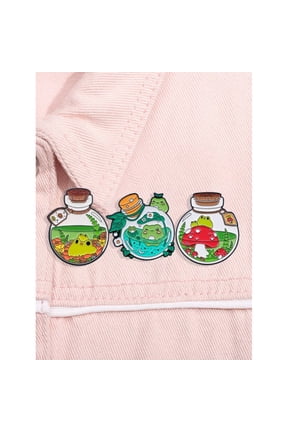 3Pcs Multicolor Bottle Frogs Enamel Pins Cartoon Animal Lapel Brooches For Backpacks Costumes Fashion Jewelry