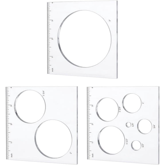 3Pcs Multifunctional Acrylic Drawing Scale Ruler Painting Stencils for Painting Supplies Craft Projects Round/Oval/Rectangle Pattern for DIY