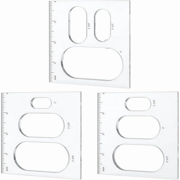 3Pcs Multifunctional Acrylic Drawing Scale Ruler Painting Stencils for Painting Supplies Craft Projects Round/Oval/Rectangle Pattern