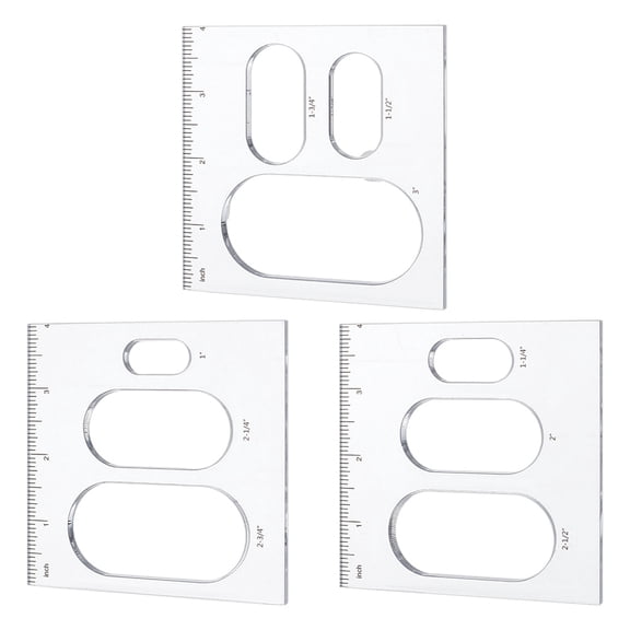 3Pcs Multifunctional Acrylic Drawing Scale Ruler Painting Stencils for Student Painting Supplies Craft Projects Round/Oval/Rectangle Pattern diy