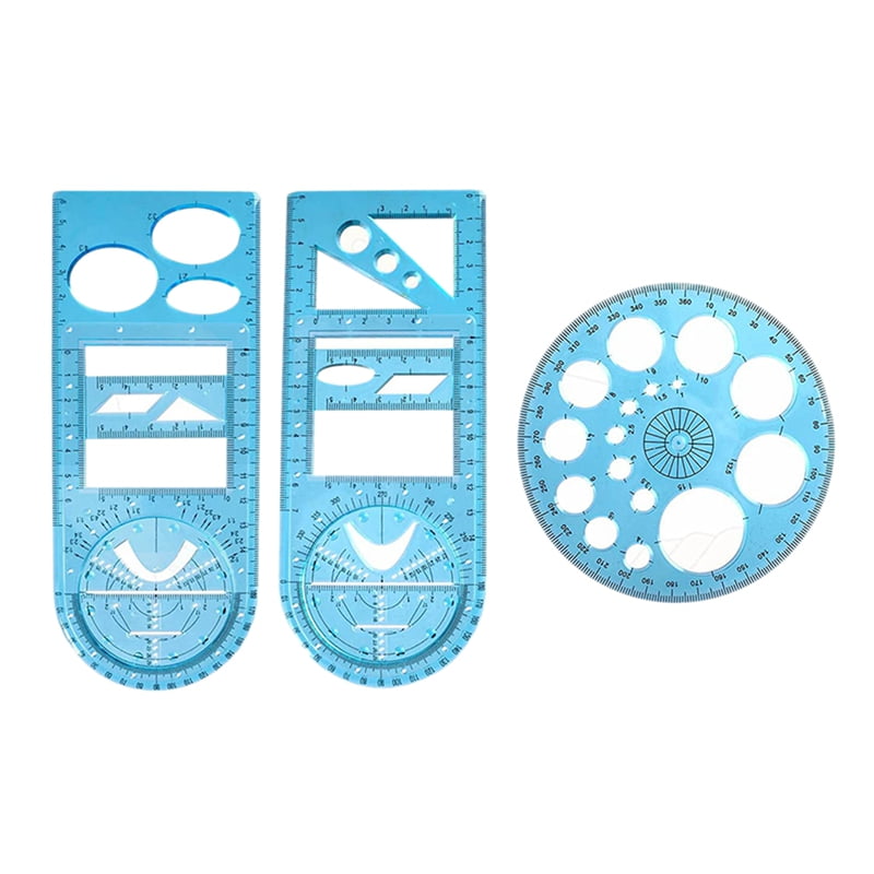 3Pcs Multifunctional Geometric Ruler Mathematics Drawing Ruler Drawing