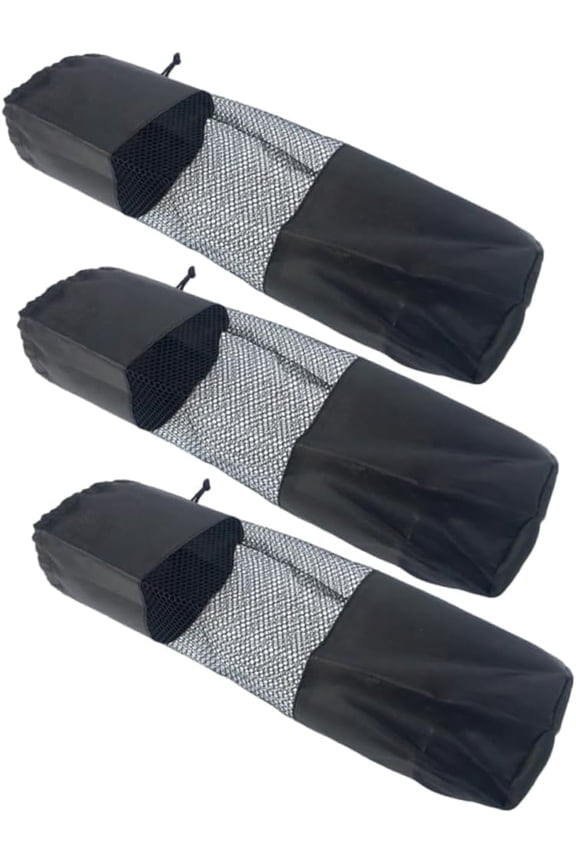 3Pcs Multifunctional Mesh Sports Bags Durable Roller Duffel Drawstring Storage for Travel Yoga Black Lightweight Breathable Compact Design